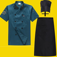 Короткие рукавы [Peacock Green] + Черная половина тела + шляпа черного шеф-повара