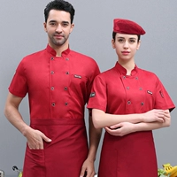 Бордовый фартук, берет, короткий рукав