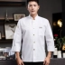 Quần áo làm việc đầu bếp thoáng khí polyester-cotton cao cấp dài tay nam mùa thu nhà hàng khách sạn phục vụ nhà bếp làm bánh quần áo đầu bếp đồng phục đầu bếp may sẵn áo bếp may sẵn 