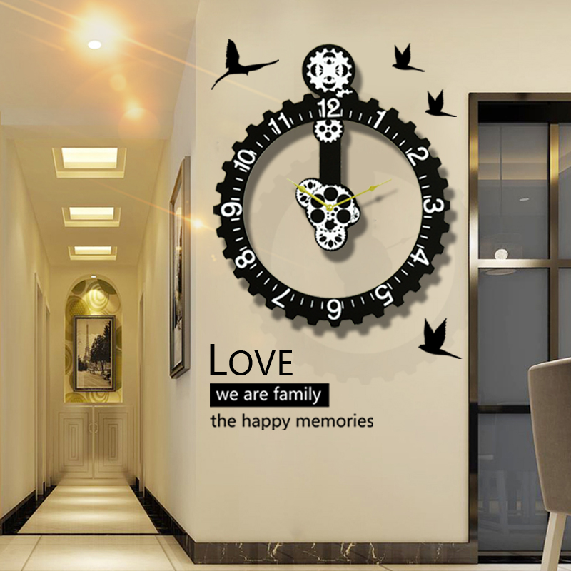 Retro clock wall clock living room wall watch modern creative personality decoration fashion simple clock wall watch quartz clock