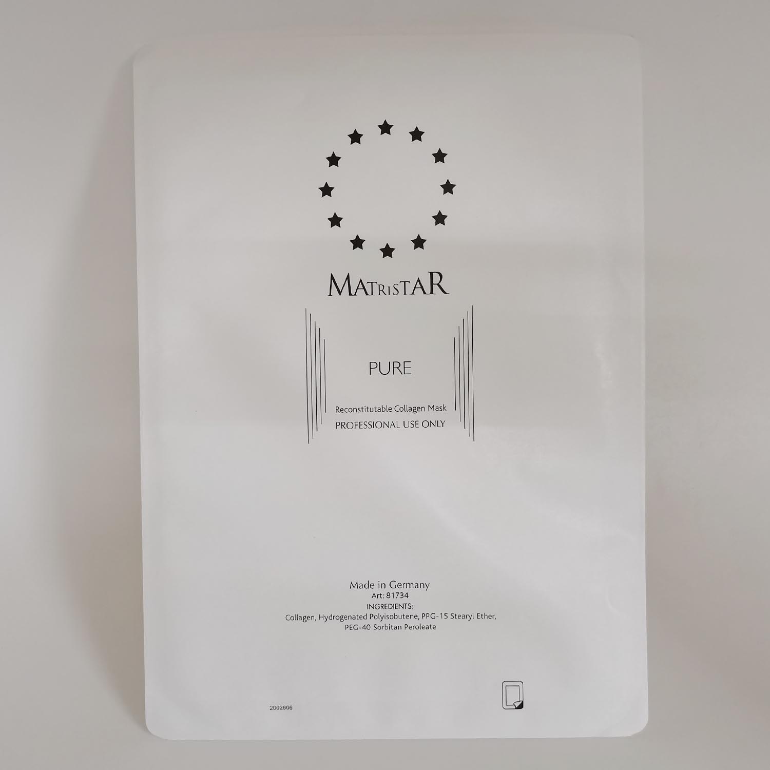 German MATRISTAR Collagen Reinforced Mask Paper Twelve Star Pure Dry Bone Collagen Mask Paste White