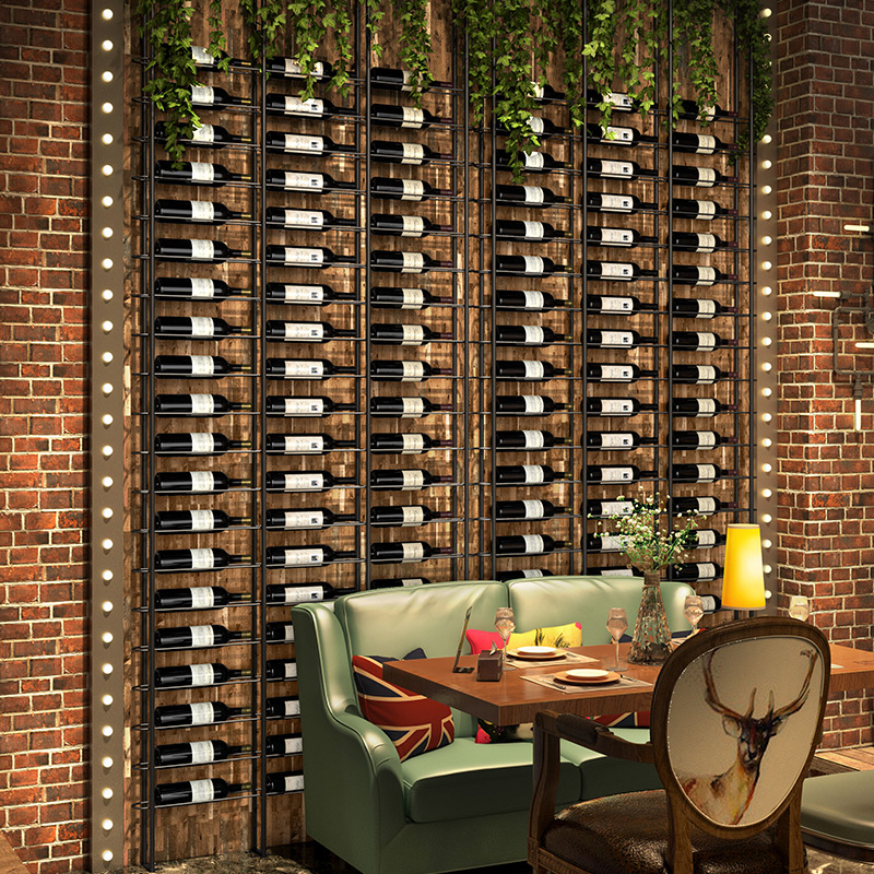 Industrial wind dining room card holder partition screen wine rack iron wine rack display stand clear bar
