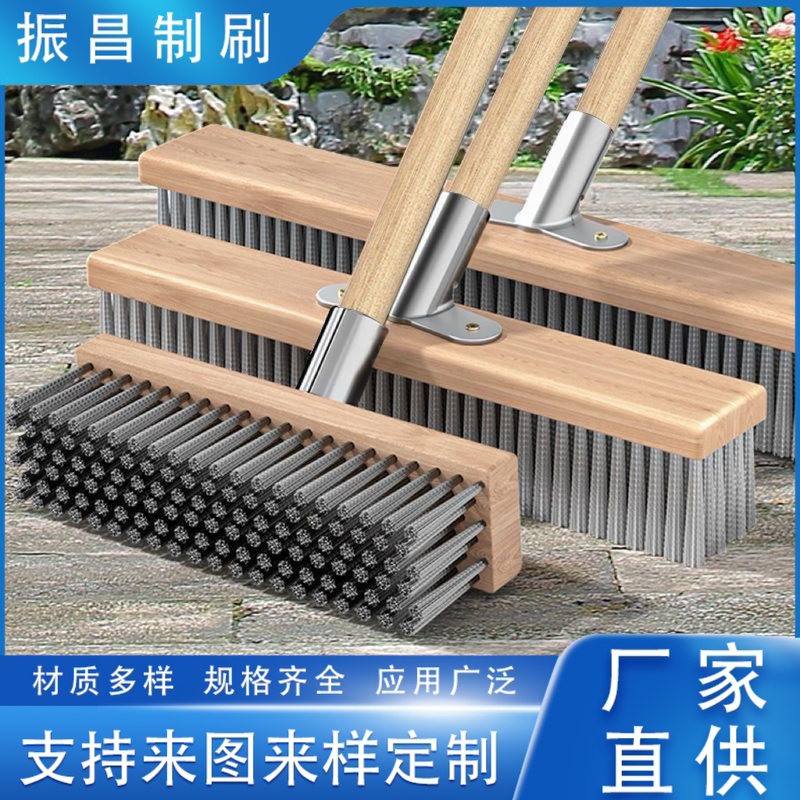 Wire Brush Floor Brush for Removing Moss, Long-Handled Floor Cleaning Brush, Broom, Steel Brush, Cleaning Tool, Cleaning Agent, Wire Brush