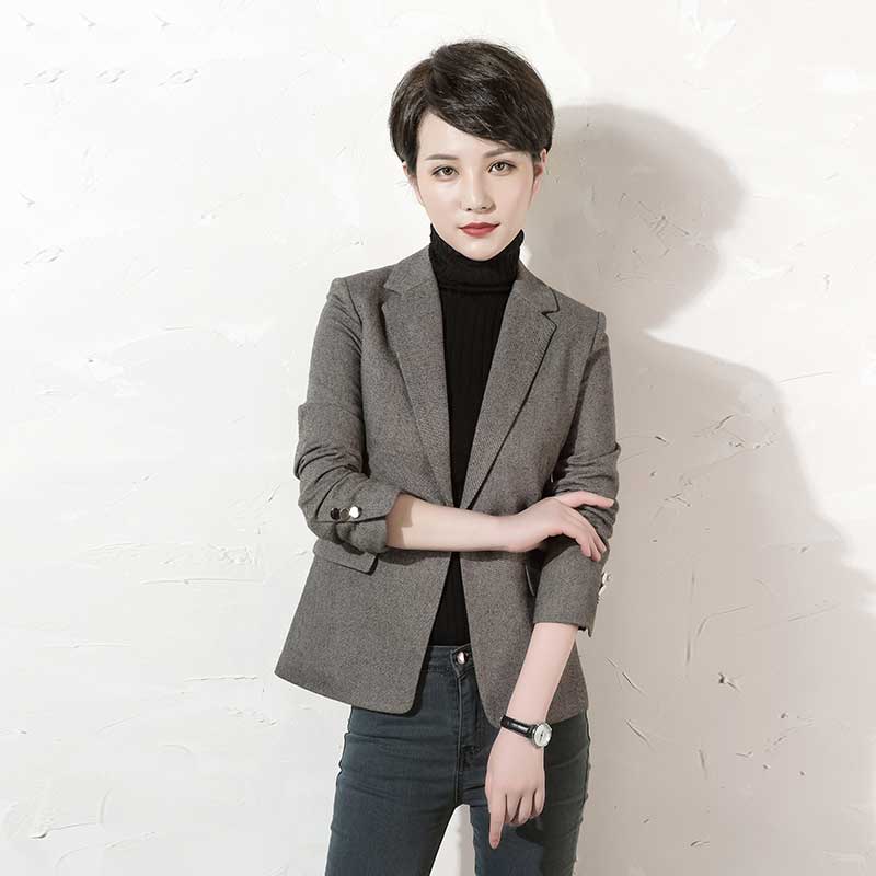 Len con trai nhỏ phụ nữ phù hợp với mùa thu 2020 mới của Hàn Quốc phiên bản của mùa thu quần áo chuyên nghiệp và mùa đông một lông vênh nhỏ phù hợp với áo khoác