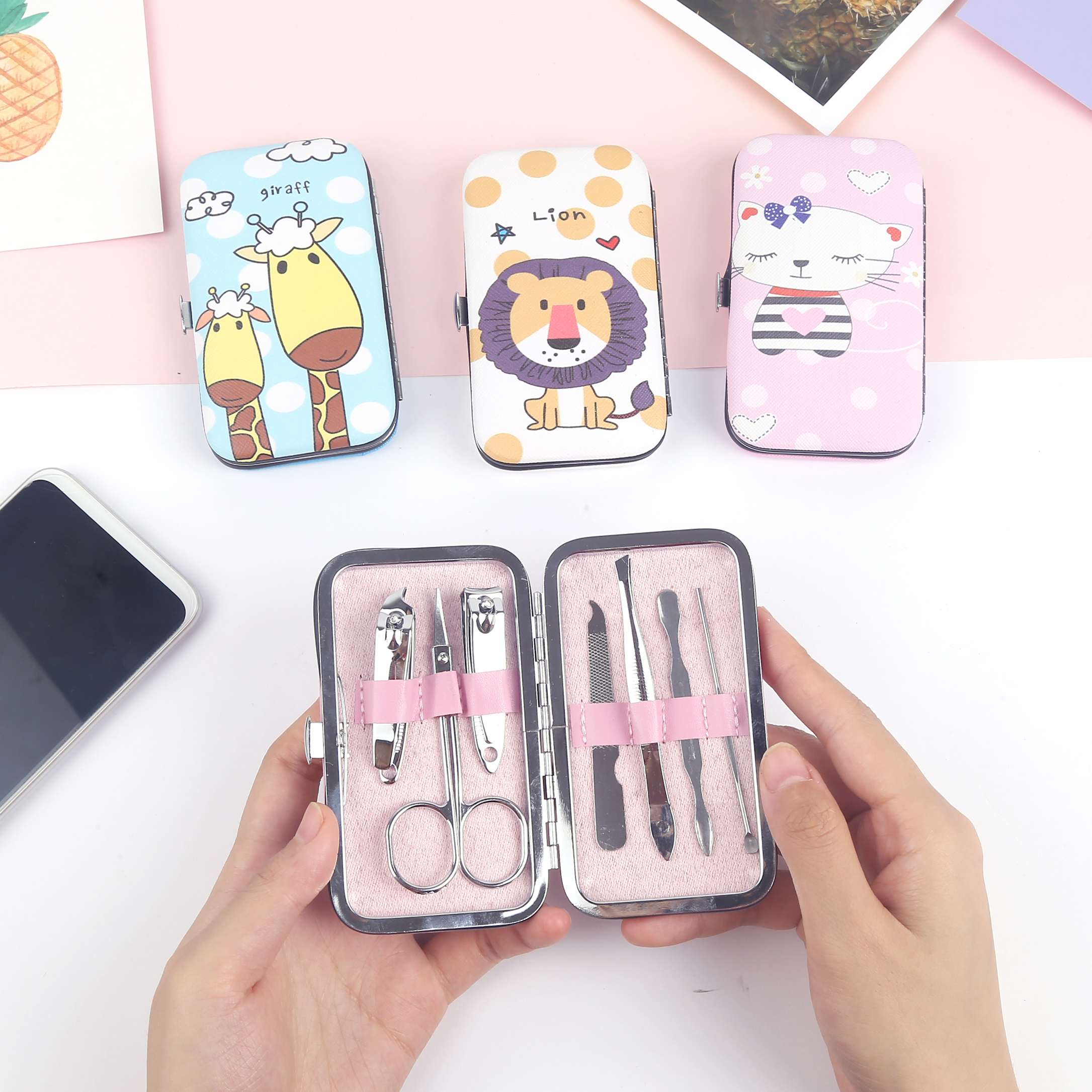 Nail Tools Trimming Nail Clippers Female Students Portable Cartoon Single Set Oblique Nail Clippers Girls Cute