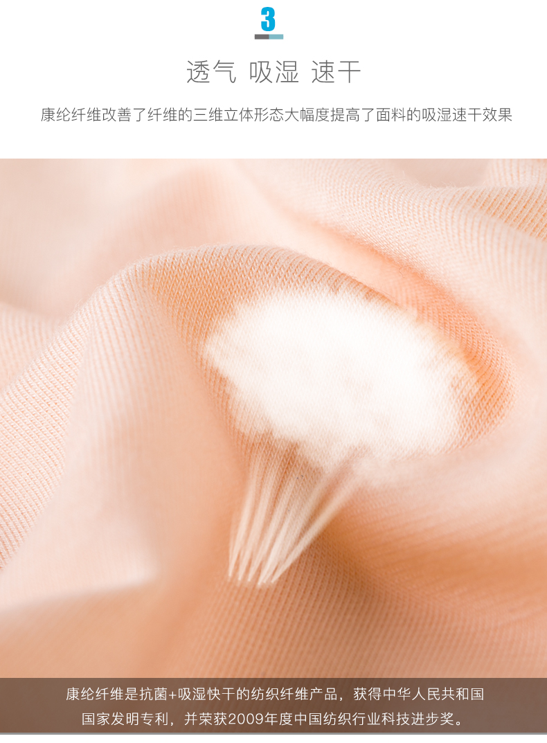 中国航天事业合作伙伴  康纶航天 女士莫代尔速干抗菌三角内裤 3条 图6