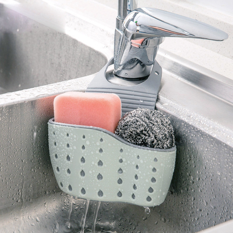 Kitchen Sink Drain Basket Hanging Bag Tap Sponge Shelve Wash Dish Washing Dishwater Pool Free to contain hanging basket