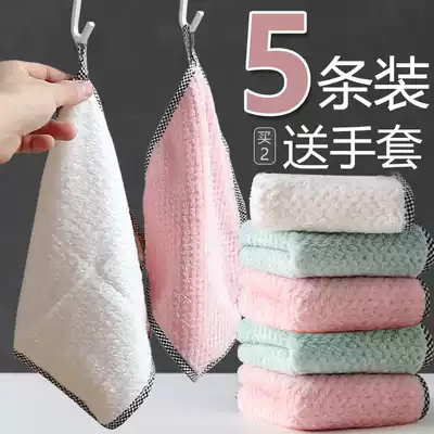 5 dishwashing cloths, table rags, housework cleaning, kitchen household absorbent hand towels, linen, no hair loss, no oil