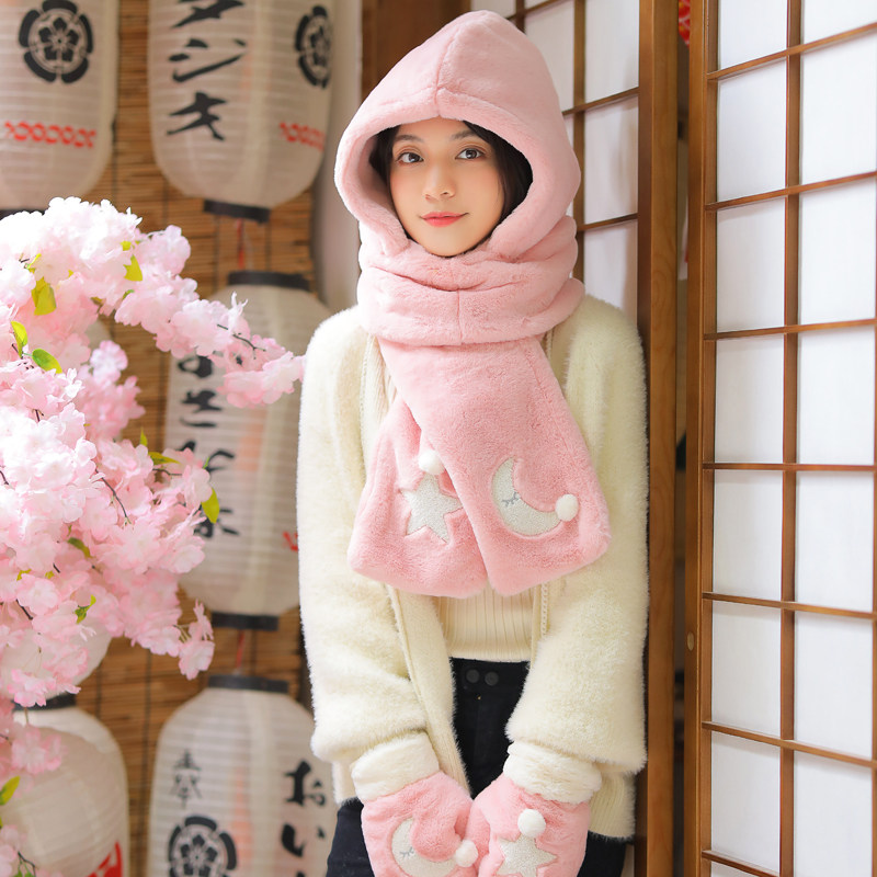 Cap scarves gloves Three sets Birthday Gifts Girls Gift Boxes Dress Suit Winter Girl Warm to Send Girlfriend