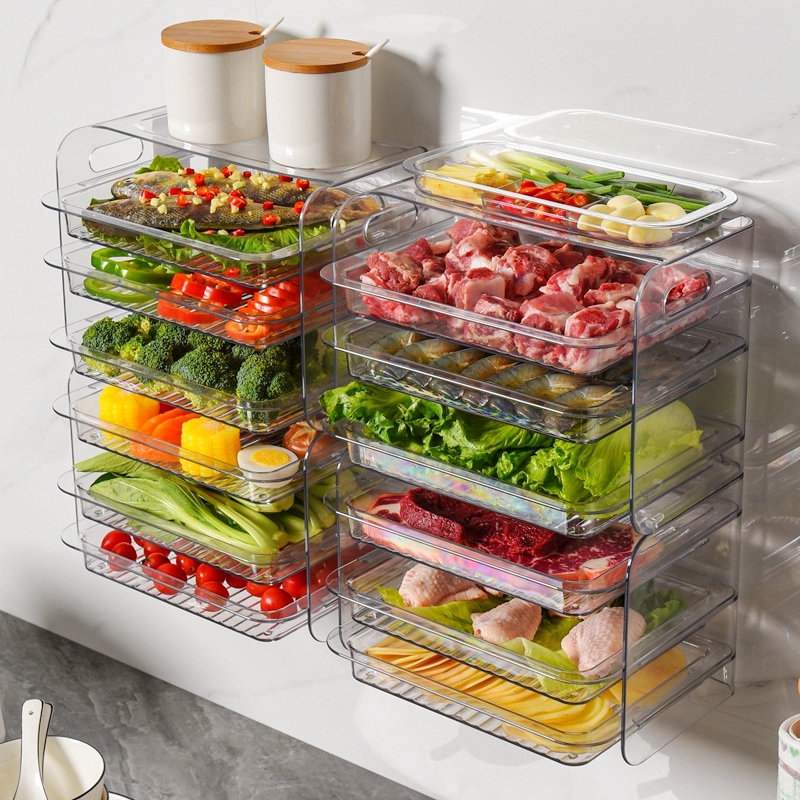 Kitchen Prepared Dishes with dishes Multilayer Hot Pot Dishes Home Wall-mounted Superimposing Transparent God Equipment dinner plate Accessories Dish