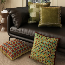 Green High-End Vintage-Style Retro Pillow Lumbar Pillow Cushion Living Room Sofa Pillow with Insert Backrest Pillowcase Square
