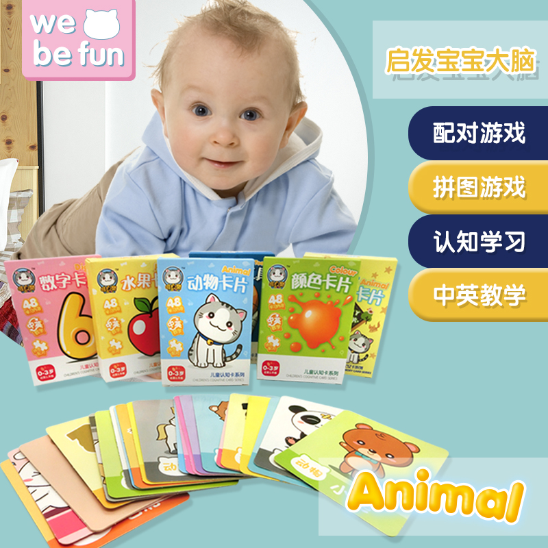 Infant Early Cognitive Cards June Children's English Baby 0-1-year-old Cognitive Literate Preschool of Cognitive Toys