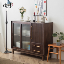 Ultrathin dining side cabinet modern minimalist light and luxurious integrated by wall solid wood living room lockers kitchen large capacity floor