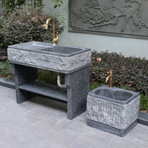 Natural granite laundry pool with washboard integrated marble washbasin courtyard stone vegetable basin home outdoor