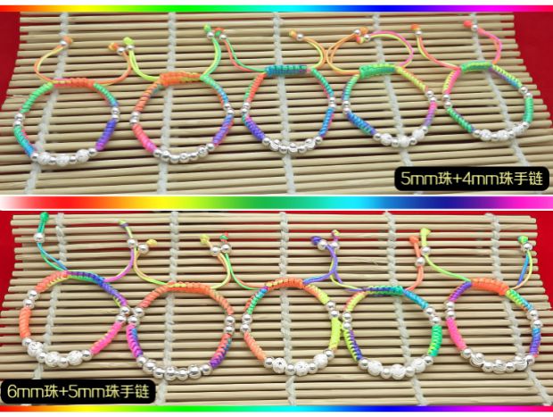 Một dòng 7 dòng 6 số 72 số 71 ngọc bích DIY vòng tay vòng chân dây chuyền dây bện bện dây Trung Quốc nút thắt dây - Vòng chân lắc chân nữ bạc ta