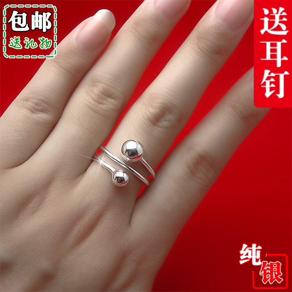 Fresh 999 Sterling Silver Korean Ring Fashion Ring Female Index Finger Opening Adjustable Personality Creative Spiral Student