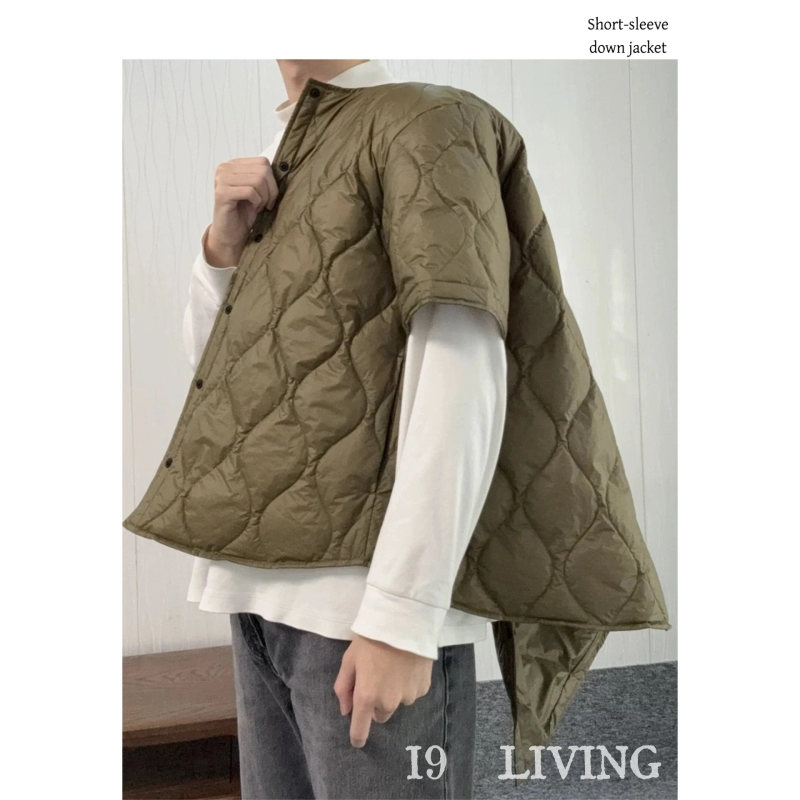 【I9】Short-Sleeved down Jacket, New Unisex Round-Neck Casual Wear, Can Be Worn Inside and Outside, Warm down Jacket, Short-Sleeved Coat