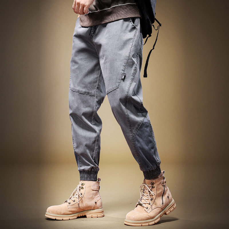 Tide card 2021 New autumn and winter jeans Men's casual loose male Harun pants fat bunches foot big size pants man