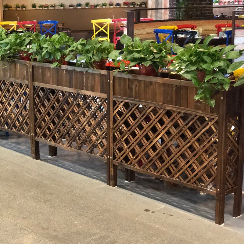 Dining room partition flower stand outdoor anti-corrosion wood flower trough garden solid wood fence fence flower box interior decoration flower pot stand - Taobao