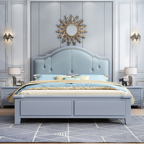 American solid wood bed 1 8 m modern minimalist light and luxurious double main sleeper wedding bed 1 5 au style princess bed with leather soft bag