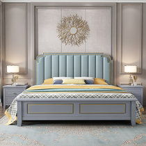 American solid wood bed 1 8 m modern minimalist light lavish double main sleeper wedding bed 1 5m leather soft bag storage princess bed