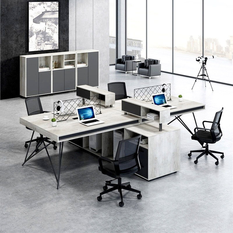 Simple and modern industrial style staff table staff office desk and chair combination 2 people 4 people corner financial screen work place