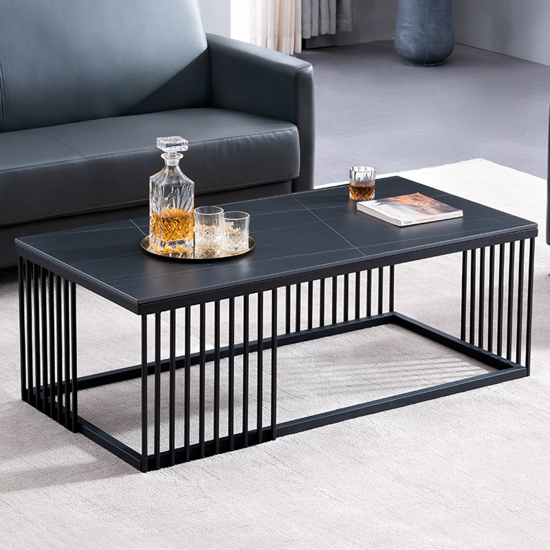 Simple and modern creative office negotiation and meeting coffee table fire stone slate glass coffee table long table wrought iron coffee table