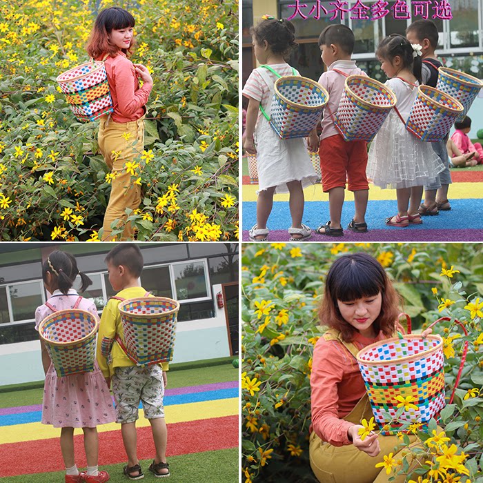 Small Back Basket Children Toys Back back Basket Back of Woven Small Basket Kindergarten Dance Performance Props Basket-Taobao