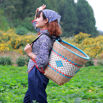 Bamboo storage basket bamboo back basket household bamboo products bamboo back basket back basket basket dance choreography props shopping basket