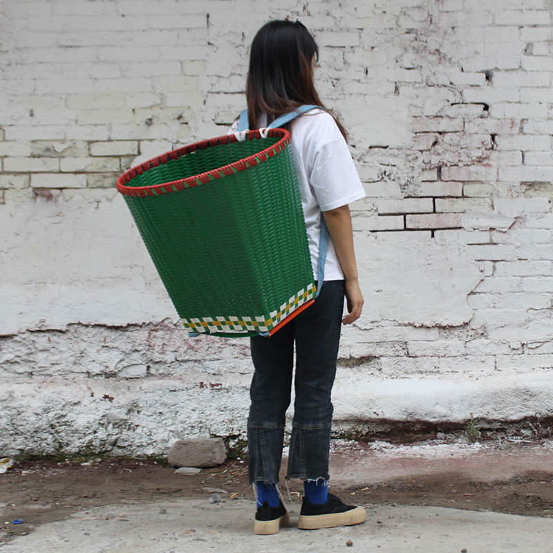 Mushroom picking basket rural extra large adult carrying basket plastic hand-woven Guizhou carrying basket picking mushroom carrying basket