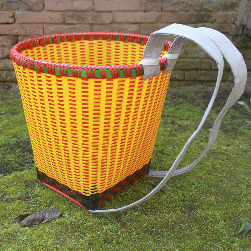 Back basket weaving household vegetable shopping plastic big back laundry storage back basket handmade rattan weaving tea basket basket