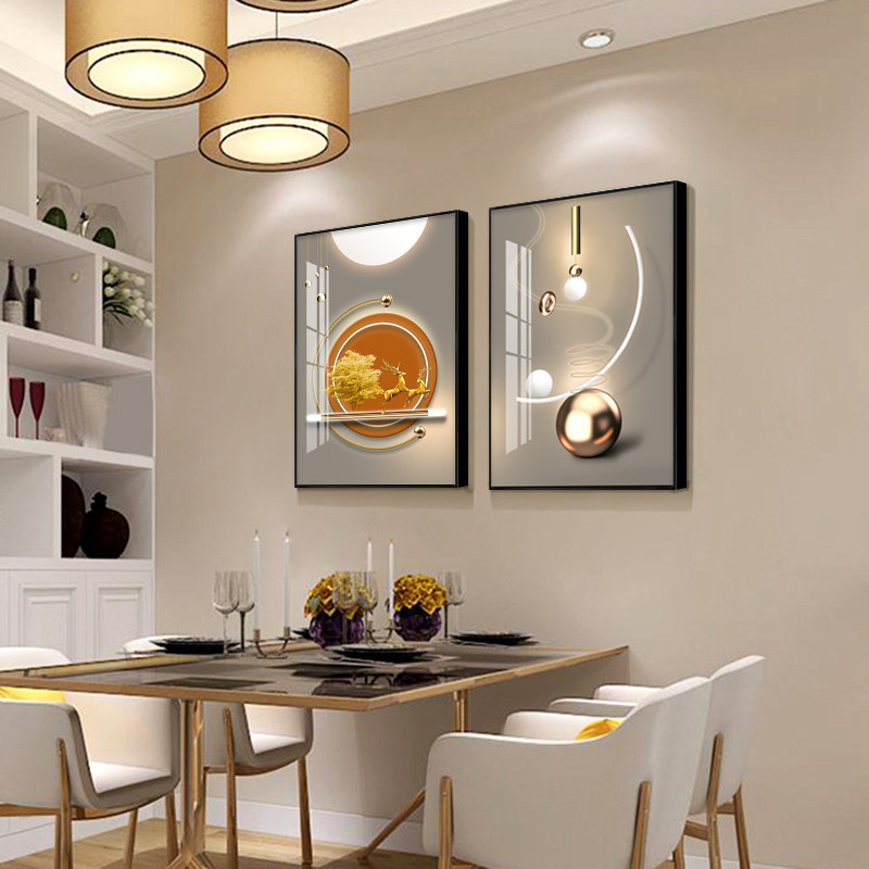 Creative Dining Room Decoration Painting Modern Minimalist Dining Room Hung Painting Light Extravagant Geometric Living Room Bedroom Nordic Inlaid Drilling Wall Painting