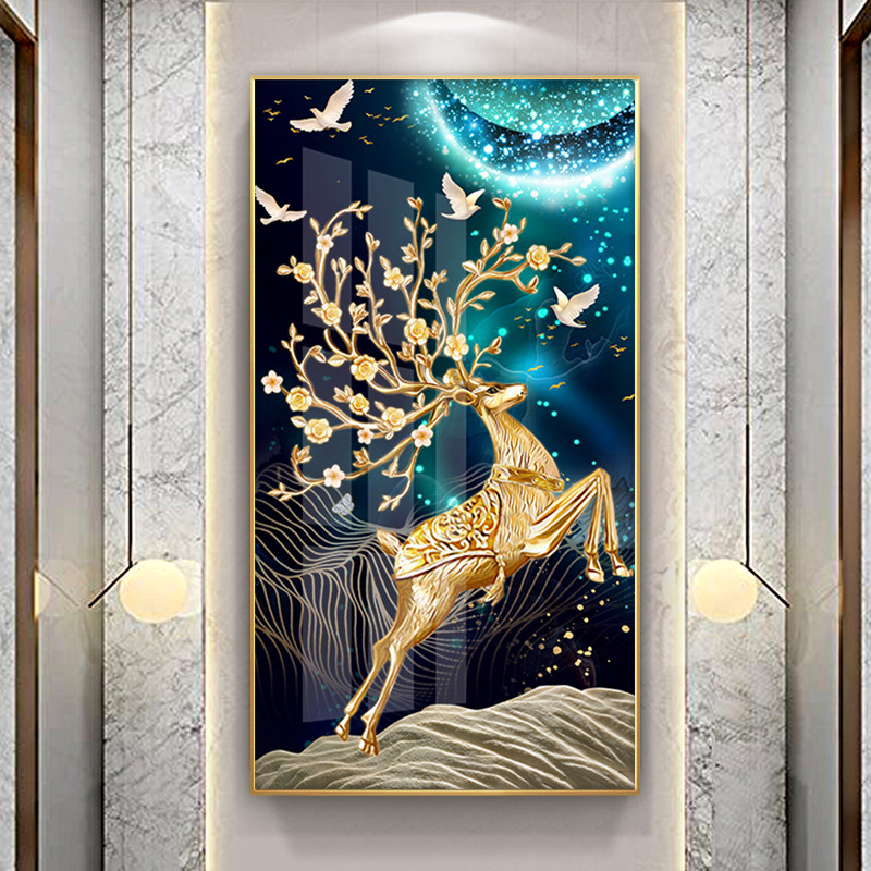 Entrance decoration painting crystal porcelain painting aisle corridor mural modern minimalist light luxury atmosphere living room sofa background wall painting