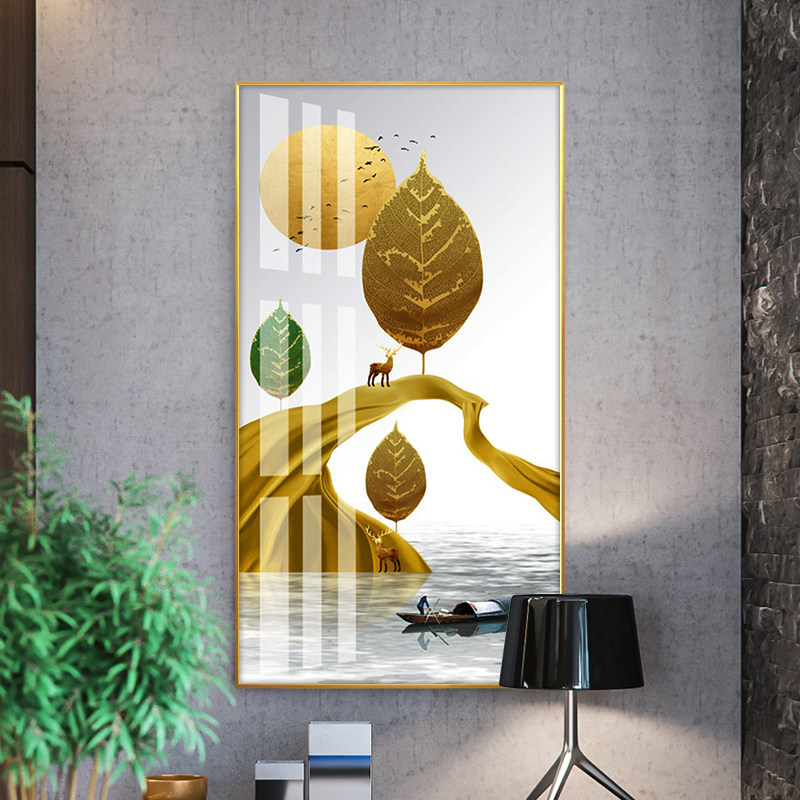 Genguan Decoration Painting Vertical version crystal porcelain painting corridor Aisle Bodhi Wind Light Extravagant and luxurious frescoes into the door modern minimalist hanging paintings