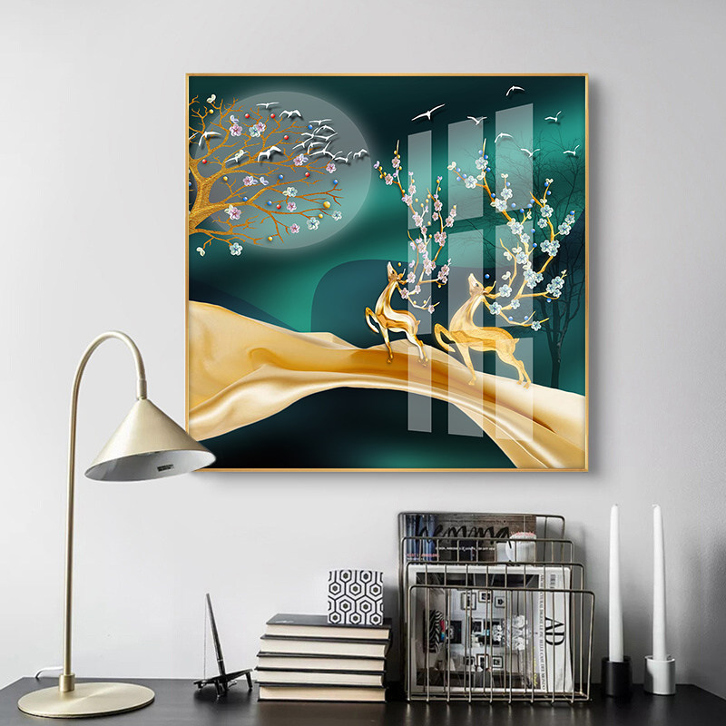 Genguan Decoration Painting Living Room Light Extravagant Square Painting Bedroom Mural Sofa Background Wall With Frame Painting Modern Minima Hanging Painting