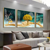 Light and extravagant living room decorating the triple painting mural simple style wall painting Nordic sofa background wall inlaid diamond hanging painting