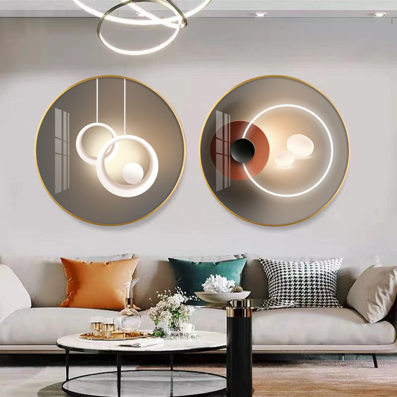 Dining Hall Round Decoration Painting Inlaid Drill Minimalist Living Room Wall Hanging Painting Light Extravaganza Painting Wall Painting Abstract Light And Shadow Painting