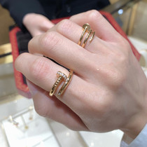 High-end jewelry custom 18K rose gold nail ring thickness classic head and tail diamond full diamond AU750 gold