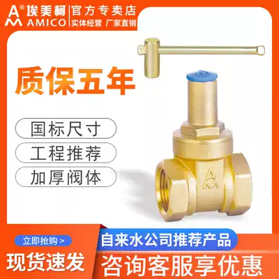 EMECO with lock gate valve dn50 brass tap water gate valve switch household 4 points dn25 threaded valve anti-theft