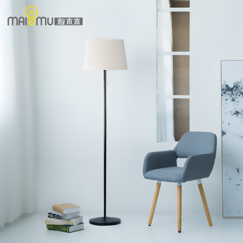 Mcmu Wood Nordic Floor Lamp Bedroom Living Room Living Room Net Red Light Lavish children's house feather headboard upright lamp