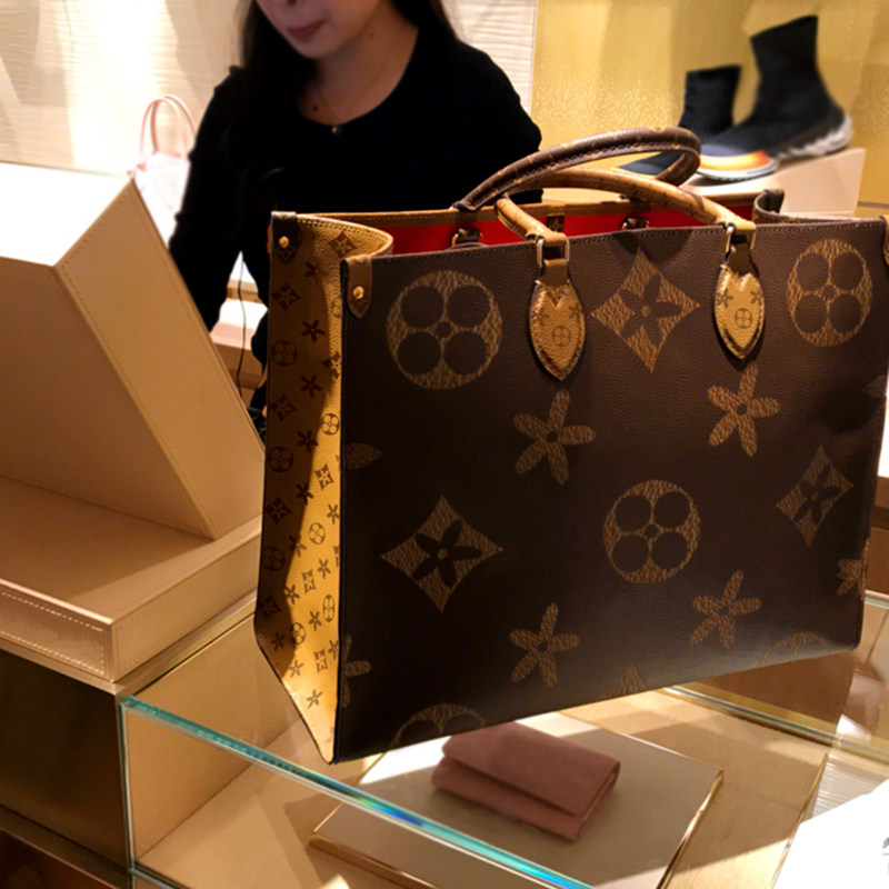 Hong Kong Ottles women's bag 2022 new old flowers genuine leather big bag Tete bag tide large capacity single shoulder bag