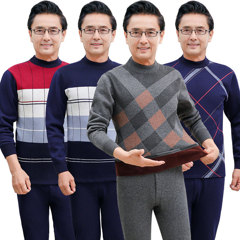 Heating Coat Thickened plus suede Old men cotton Cotton Warm Autumn Clothing Sanitary Pants Suit High Collar Fever Clothing Winter
