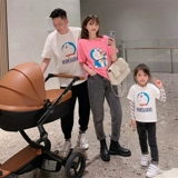 Детская хлопковая футболка, летняя одежда, популярно в интернете, семейный стиль, короткий рукав, в западном стиле