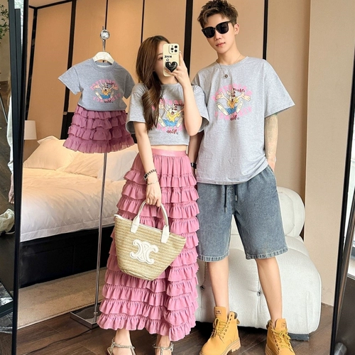 Футболка, летняя детская мини-юбка, комплект, коллекция 2023, семейный стиль, короткий рукав