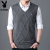 Playboy vest nam v-cổ áo len không tay trung niên áo len giản dị 2018 vest mùa đông mới áo len hàn quốc Dệt kim Vest