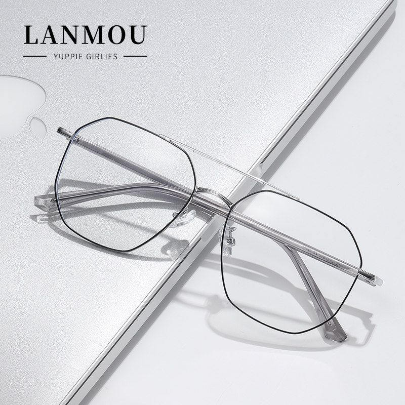 Xiao Zhan's same style glasses myopia men's big face can be equipped with double beams retro anti-blue light eye frame frame women's trendy