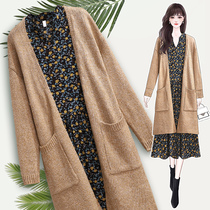 2022 Early autumn new Fat younger sister Big code Slim Light Cooked Chopped Flowers dress Dress Femininity Sweater Coat two sets