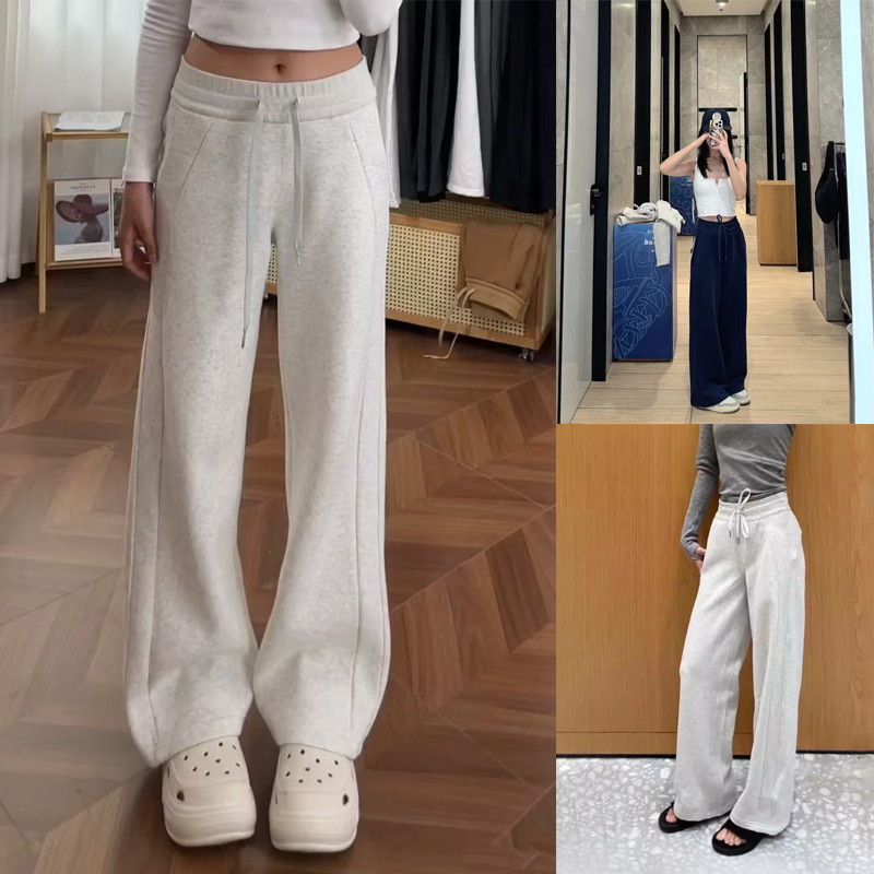 【Not Easy to Wear Out】Lu26 New Scuba Fleece-Lined Casual Wide-Leg Pants, Slimming, Warm, Sporty Sweatpants for Autumn 【Not Easy to Wear Out】Lu26 New Scuba Fleece-Lined Casual Wide-Leg Pants, Slimming, Warm, Sporty Sweatpants for Autumn