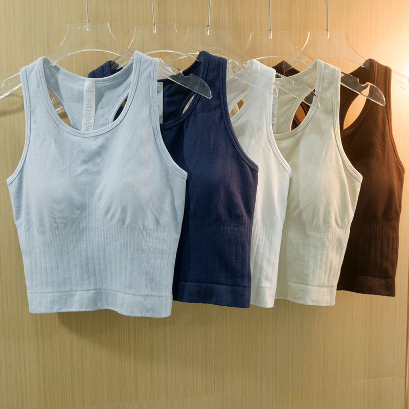 [Don'T Wear It if It's Uncomfortable] Lu26 New Fixed-Cup Shock-Absorbing Sports Short Vest Quick-Drying Yoga Top with Chest Pads