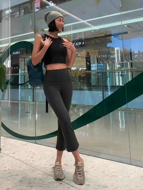 【Not Easy to Wear, Hit Me with It】Lu New Groove High-Waisted Flared Pants for Outerwear, Quick-Drying, Butt-Lifting Yoga 8-Point Pants for Summer
